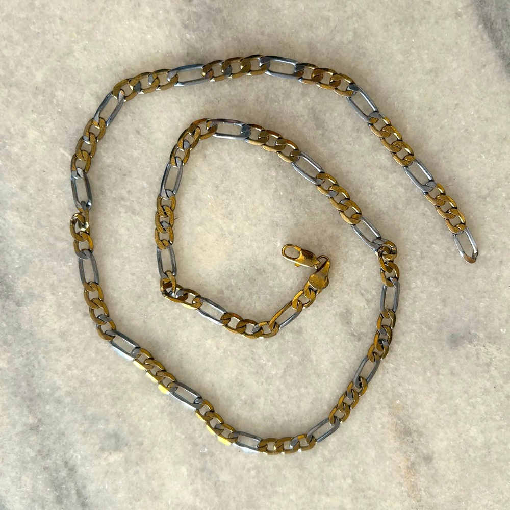 Gold and Silver Tone Chain Link Costume Jewelry Necklace Lobster Claw Clasp